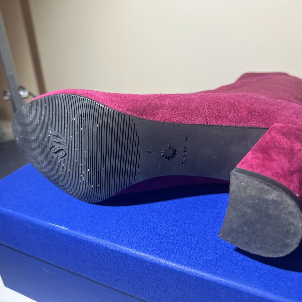 Stuart Weitzman - "The Fifer 80" - Suede Boots - Raspberry Colour - Picture 5 of 15